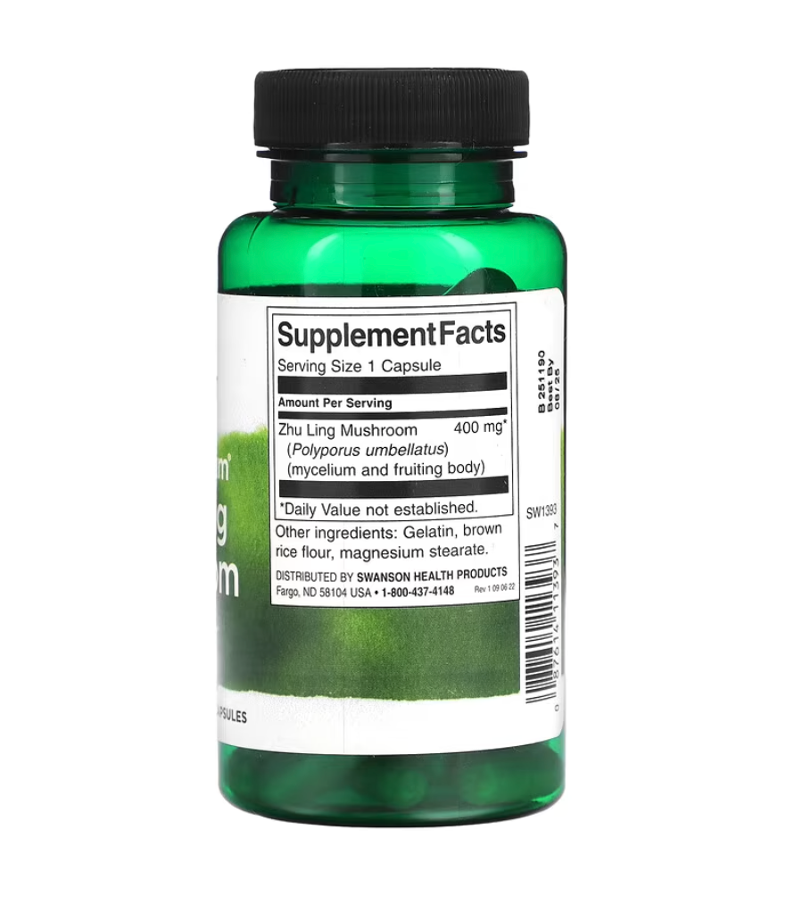 Swanson, Hongo Zhu Ling de espectro completo, 400 mg, 60 cápsulas