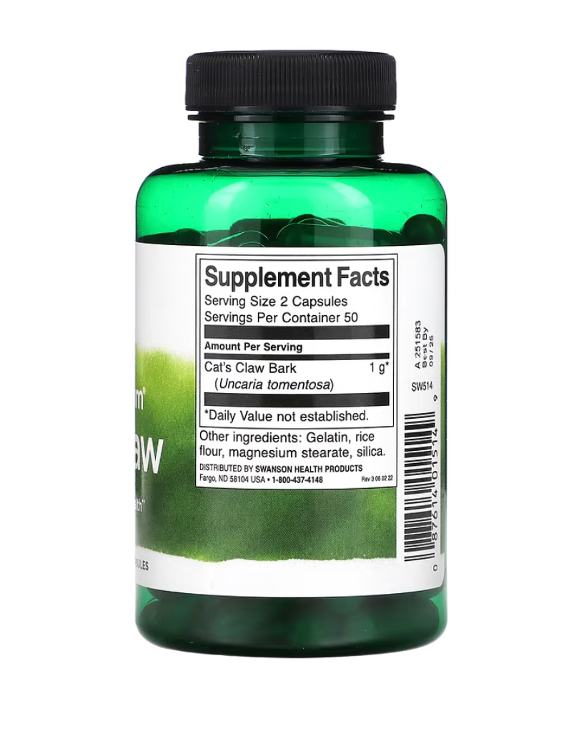 Swanson, Uña de gato de espectro completo, 500 mg, 100 cápsulas