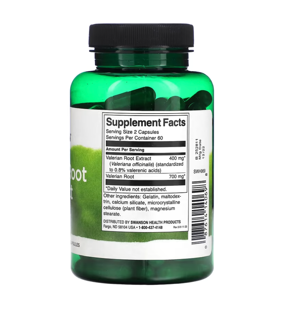 Swanson, Extracto de raíz de valeriana, estandarizado, 120 cápsulas