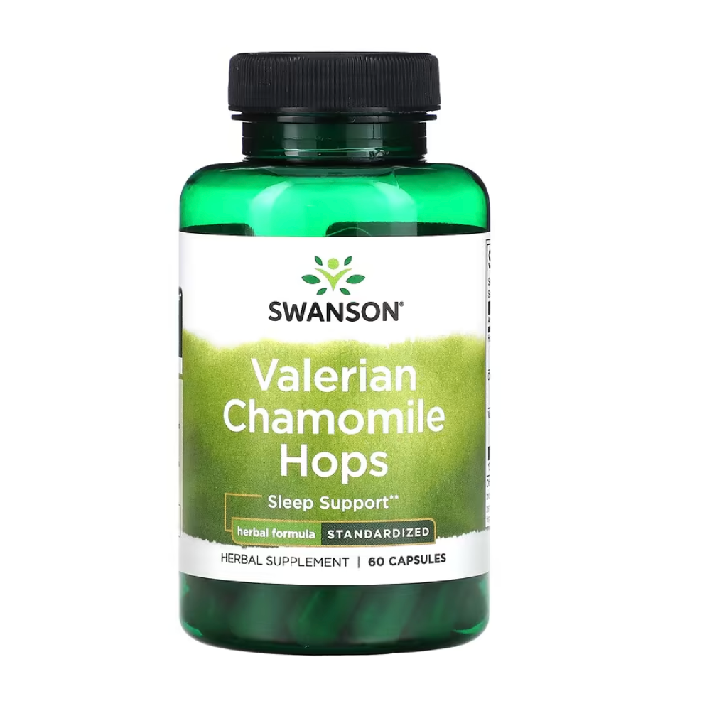 Swanson, Lúpulo de valeriana y manzanilla, estandarizado, 60 cápsulas