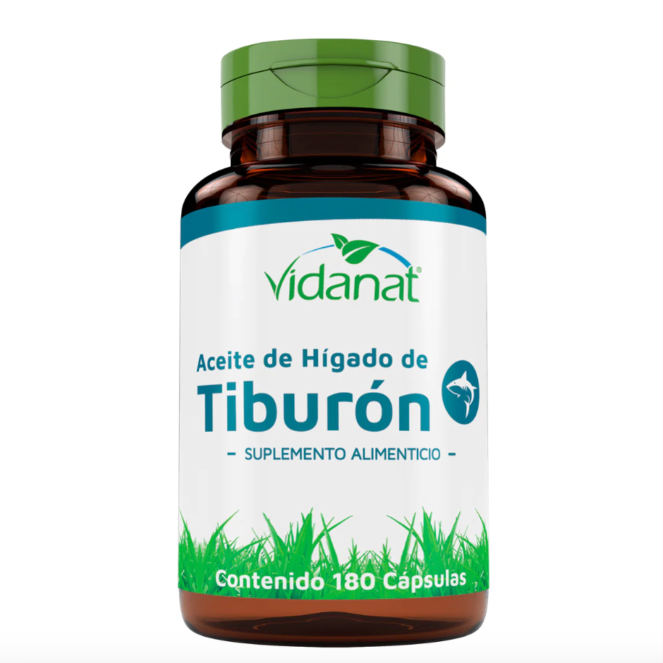 Aceite de Hígado de tiburón Vidanat 180 Cápsulas 450 Mg