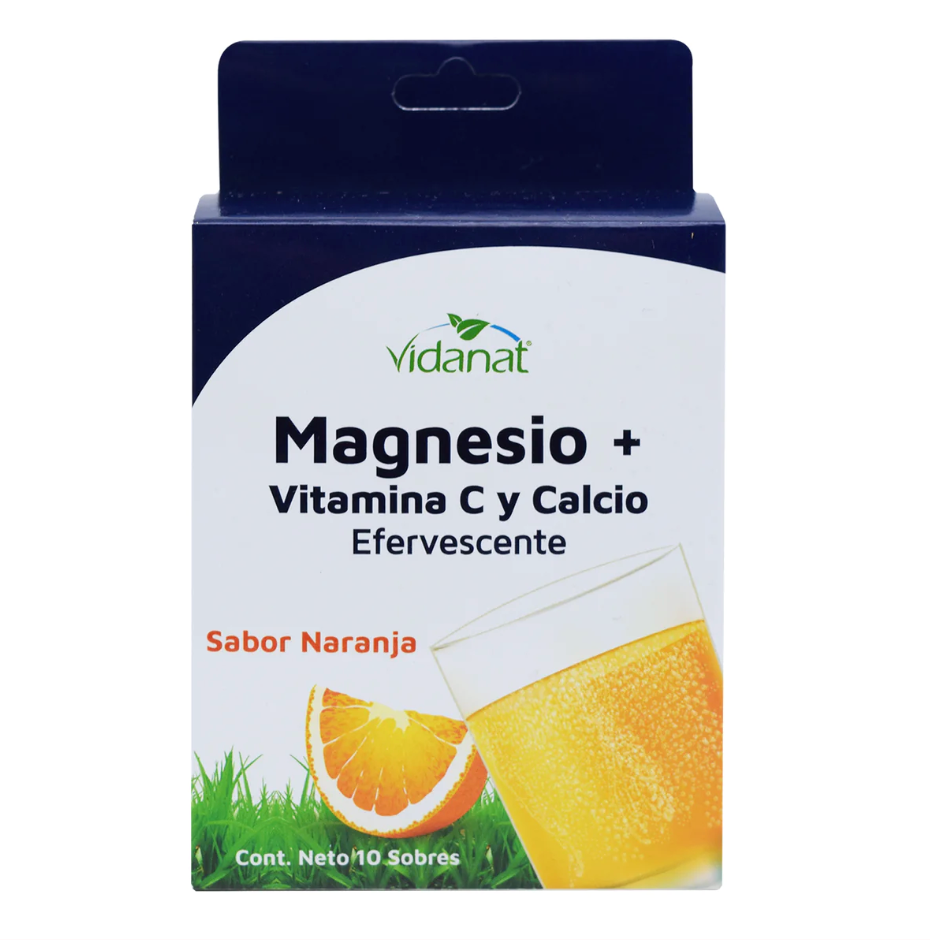 Magnesio Vitamina C Y Calcio Efervescente 10 Sobres